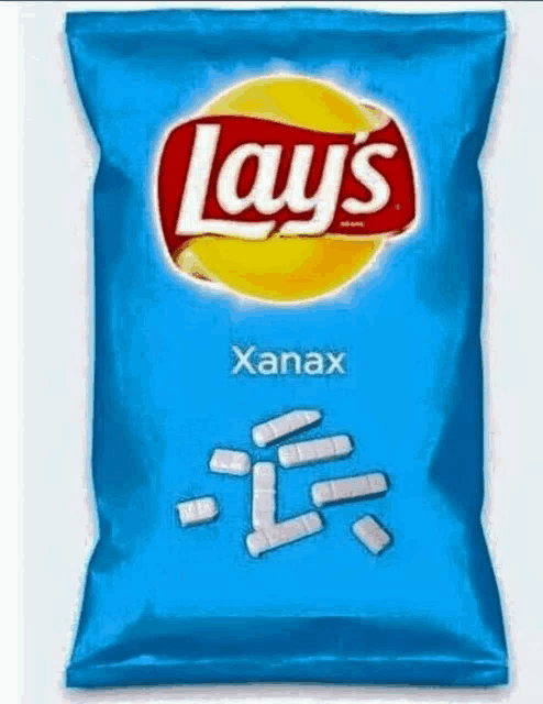 a bag of lays chips that looks like xanax pills .