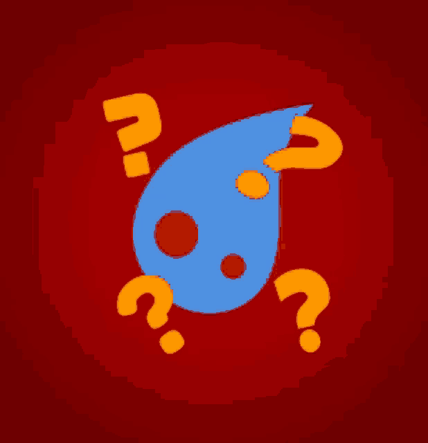 a blue drop with a question mark around it on a red background