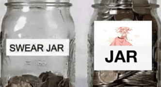 a swear jar and a jar with coins in it