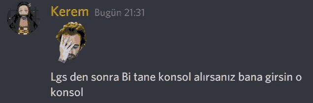 a screenshot of a conversation between kerem and lgs den sonra bi tane konsol