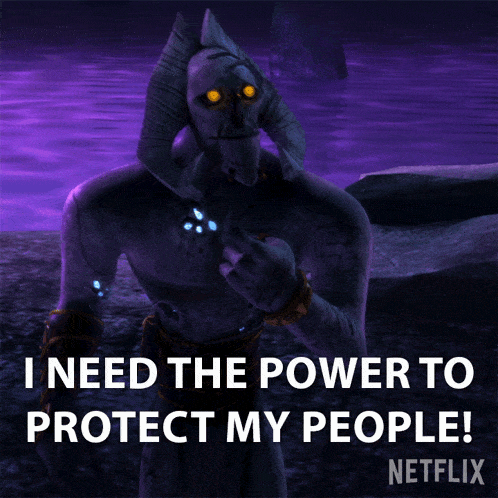 a poster for netflix shows a monster and says " i need the power to protect my people ! "