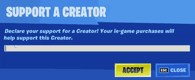 a screen that says support a creator with a yellow accept button