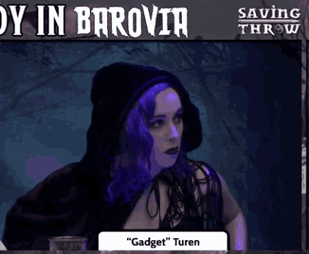 a picture of a woman with purple hair and the words dy in barovia above her