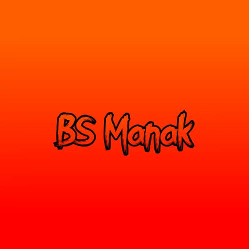 a red and orange background with the name bs manak on it