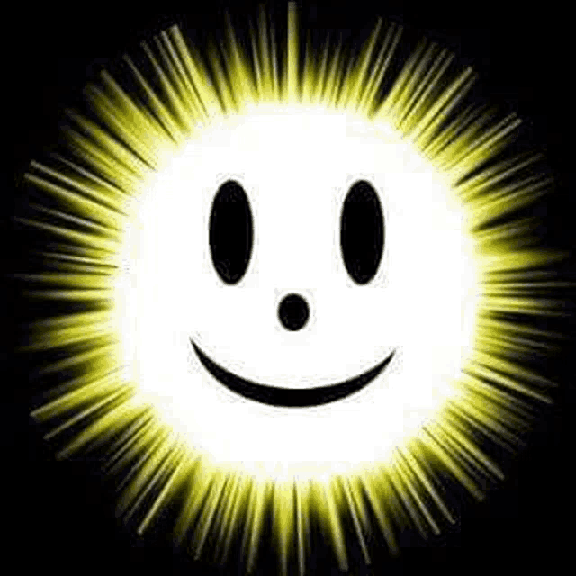 a glowing sun with a smiling face on it