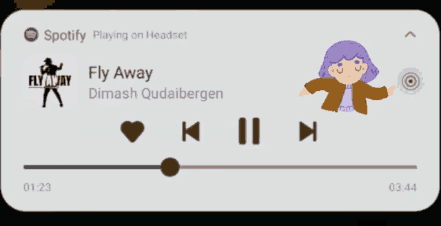 spotify playing on headset with fly away by dimash qudabergen