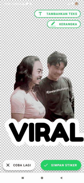 a screenshot of a viral sticker with two people