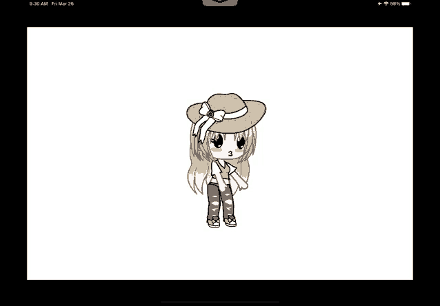 a drawing of a girl wearing a hat and ripped jeans