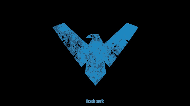 a blue bird on a black background with the word icehawk underneath it