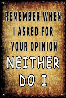 a sign says remember when i asked for your opinion neither do i