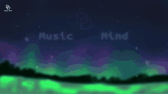 a painting of the northern lights with the words music mind