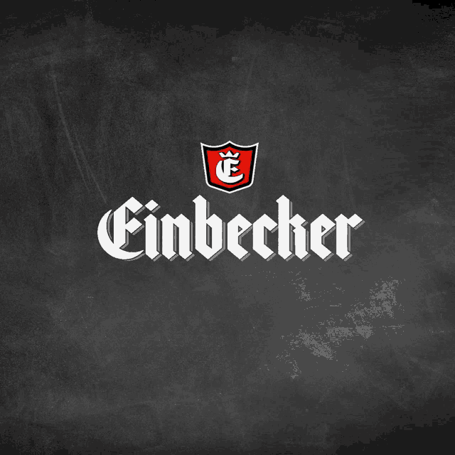 a chalkboard with a logo for einbecher on it