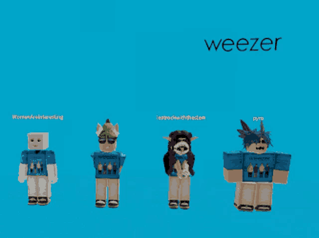 a blue background with weezer written on it