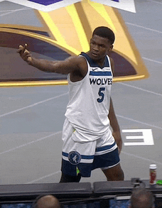 a basketball player wearing a jersey that says wolves 5