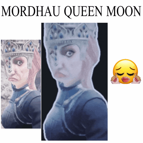 a picture of mordhau queen moon with a sad smiley face