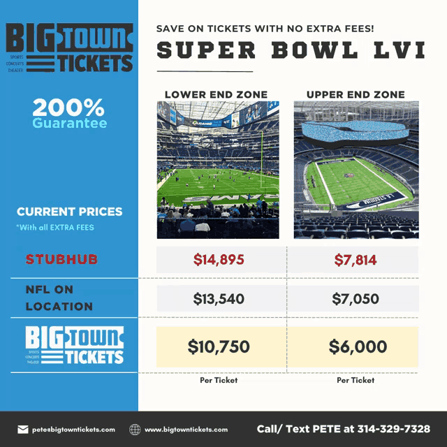 an advertisement for big town tickets for the super bowl