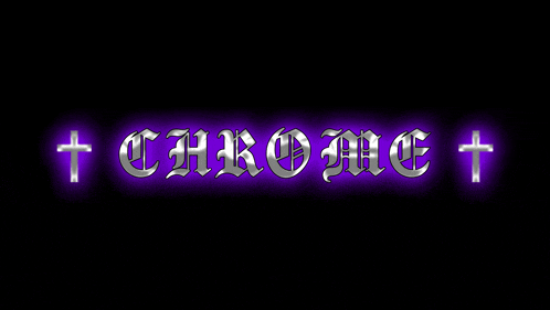 the word chrome is displayed in purple letters