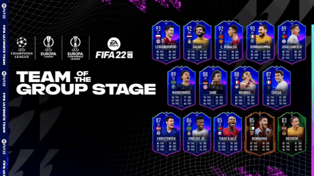 a poster for fifa 22 shows the team of the group stage players