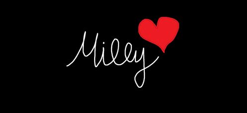 a black background with the name miley and a heart