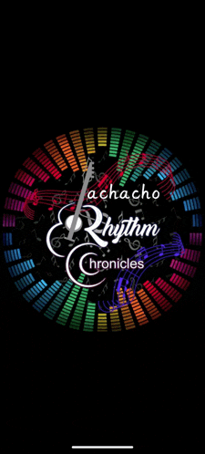 a phone screen shows a rhythm chronicles logo