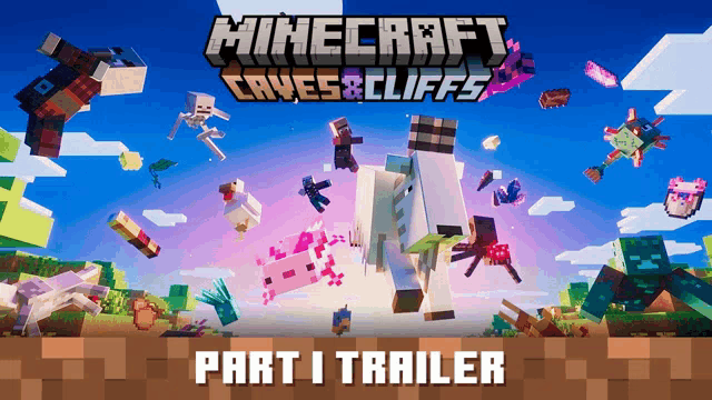 a poster for minecraft caves and cliffs part i trailer