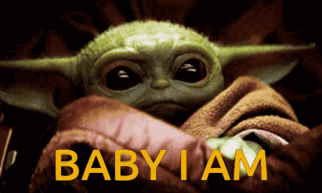 a picture of a baby yoda with the words baby i am above it