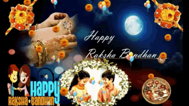 a happy raksha bandhan greeting card with a picture of a couple