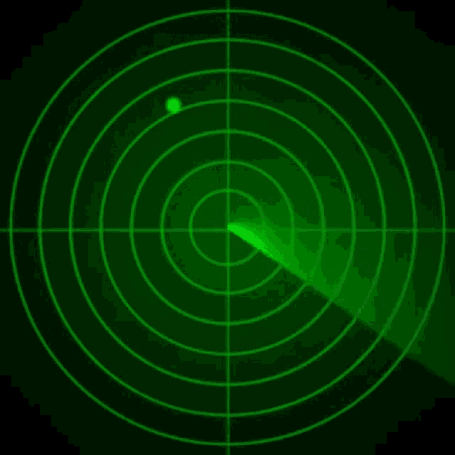 a green radar screen with a green circle in the middle of the screen .