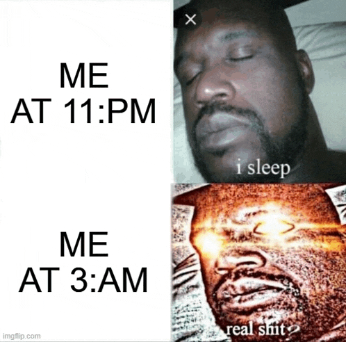 a meme of a man sleeping at 11 pm and a meme of a man sleeping at 3 am