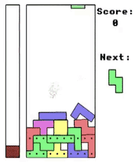 a tetris game is being played with a score of 0 and a next score of 4