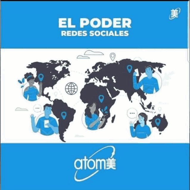 a poster that says el poder redes sociales with a map