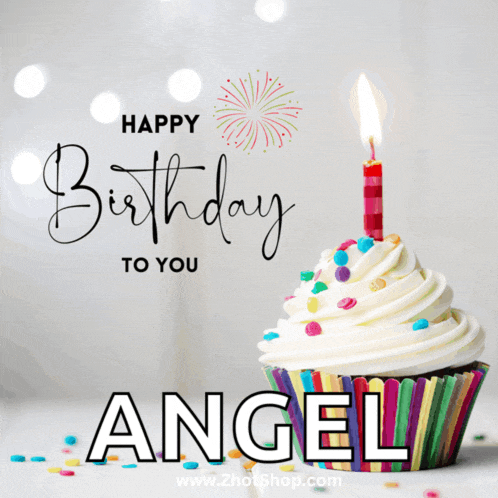 a birthday card for angel with a cupcake