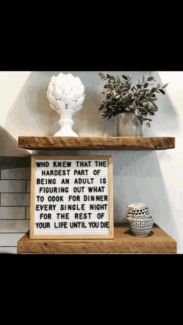 a sign on a shelf that says who knew that the hardest part of being an adult