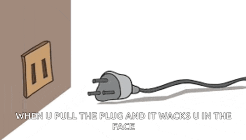 a cartoon of a plug that says when u pull the plug