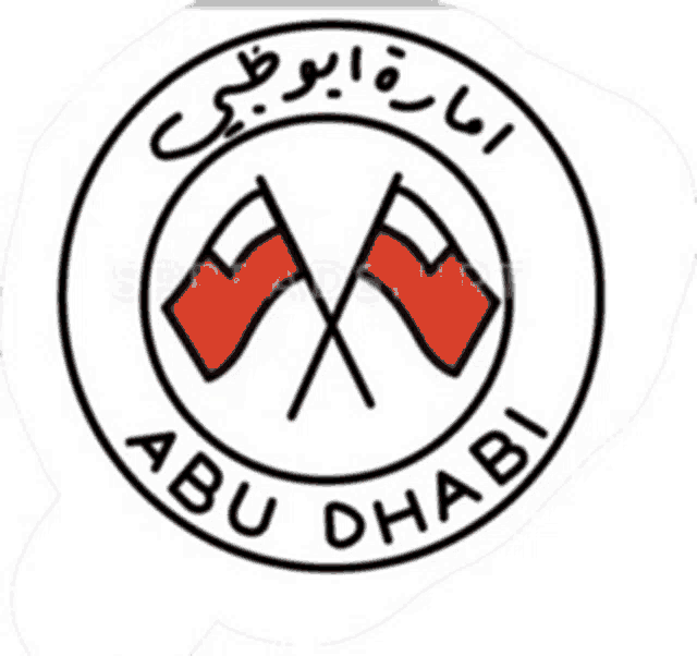 a logo for abu dhabi with two crossed flags in the center