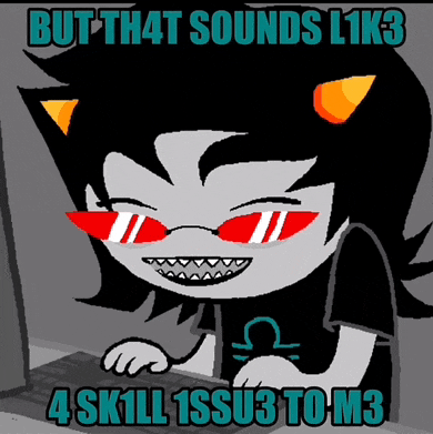 a cartoon of a cat wearing red sunglasses with the words but th4t sounds l1k3