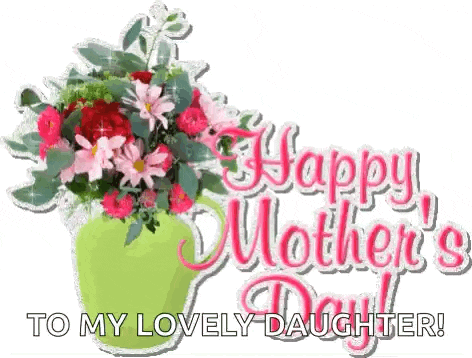 a happy mother 's day greeting card with flowers in a green vase .