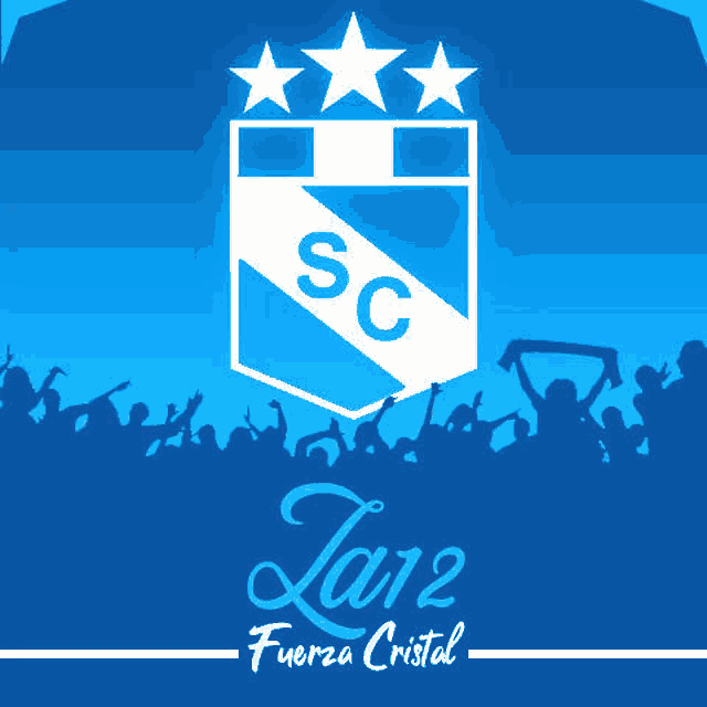 a logo for sc fuerza cristal with a crowd behind it