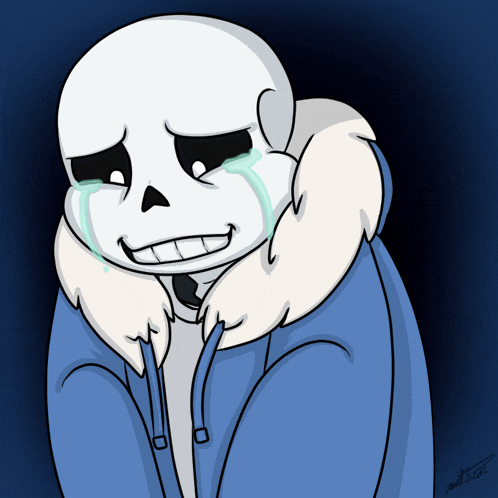 a drawing of a skeleton wearing a blue jacket with a hood