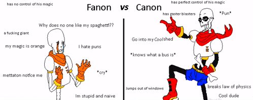 a cartoon of papyrus and fanon talking about their magic