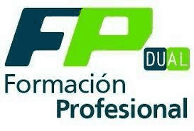 the logo for formacion profesional dual is green and blue .