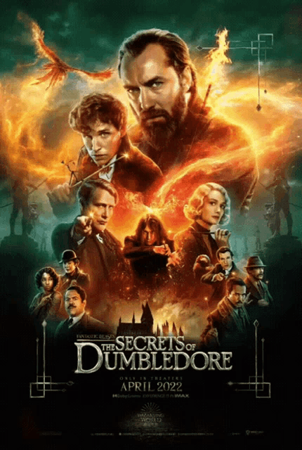 a poster for the secrets of dumbledore shows a group of people