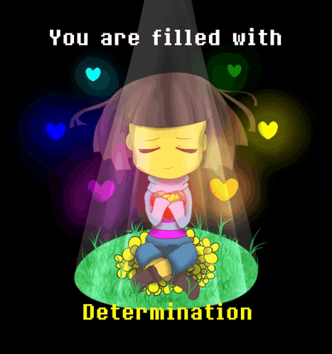 a picture of a girl with the words " you are filled with determination "