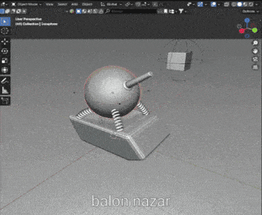 a computer screen shows a model of a ball with a cannon and the words balon nazar on the bottom