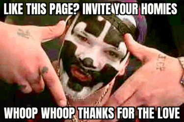 a man with a clown face painted on his face and the words " like this page "