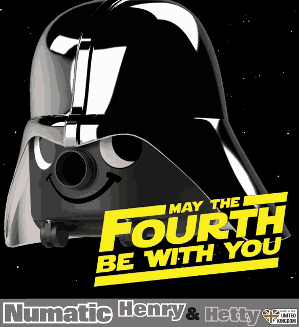 a black helmet with the words may the fourth be with you