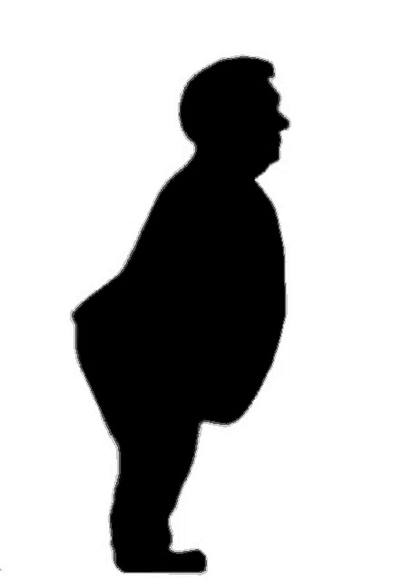 a silhouette of a man with a big belly