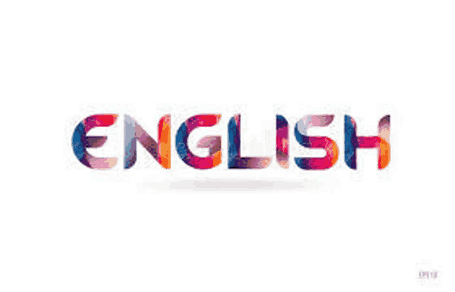 the word english is written in a colorful font on a white background .