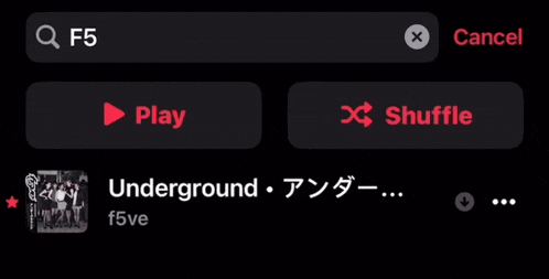 a screenshot of a music app with a play button and a shuffle button