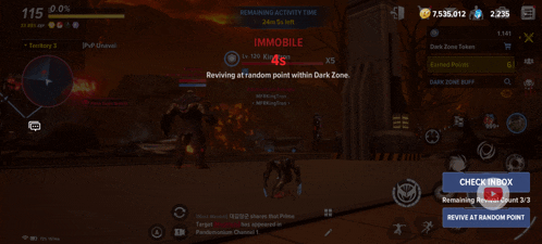 a screenshot of a video game with the word immobile on the screen